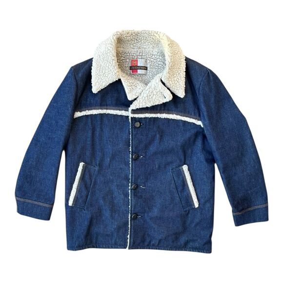 Vintage 70s Citation Western Sherpa Lined Denim Ranch Jacket Large EUC - Picture 1 of 6